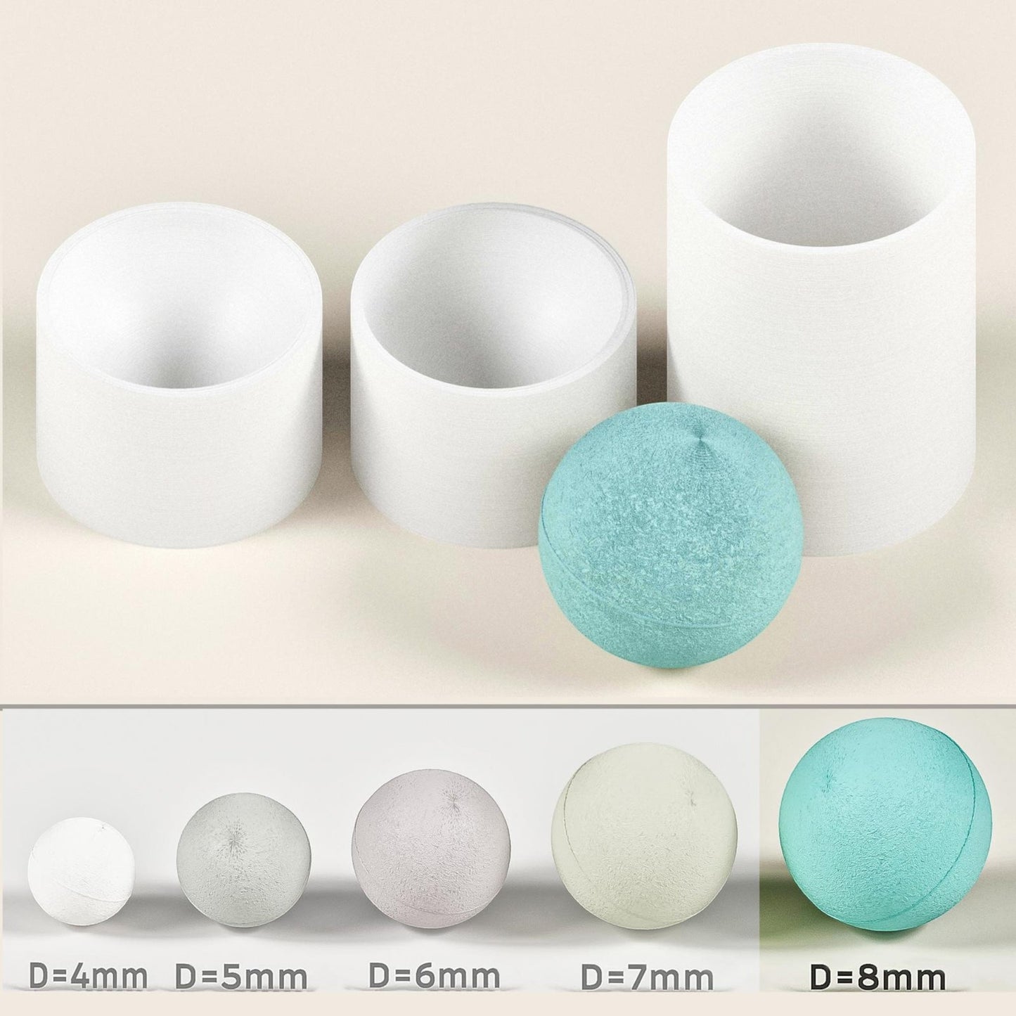 Goleo Pressformen für Badebomben – Rund, 5 Größen (Ø 4–8cm)