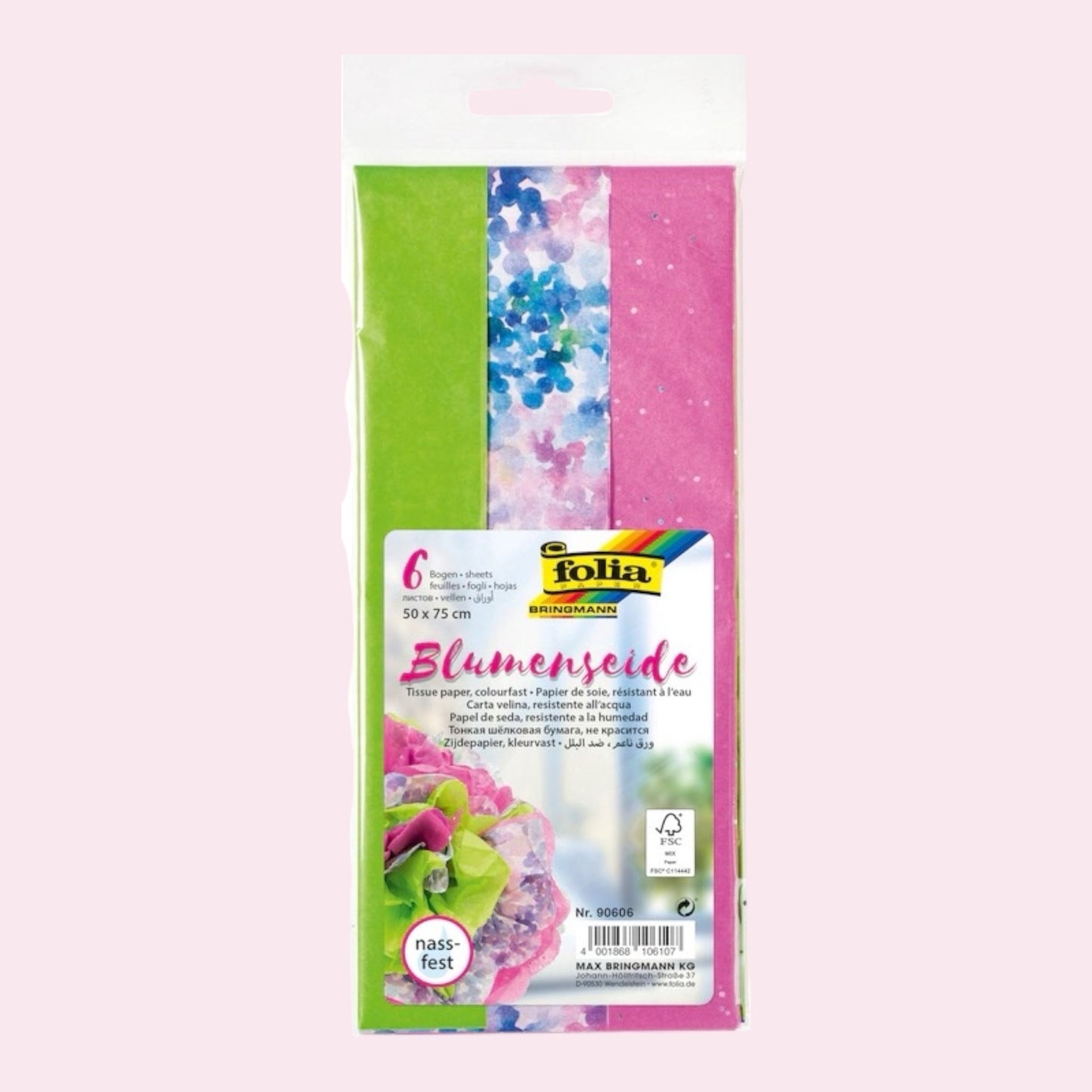 Folia Seidenpapier Mix Pink 50x75 cm – 6 Bögen