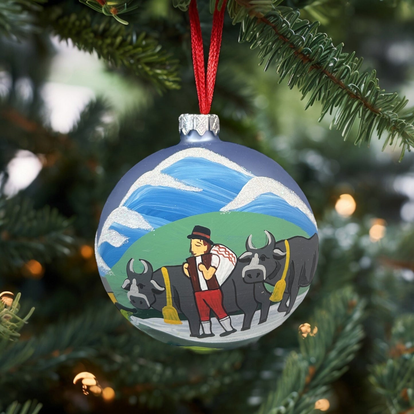 Weihnachtskugeln Alpabzug Hellblau