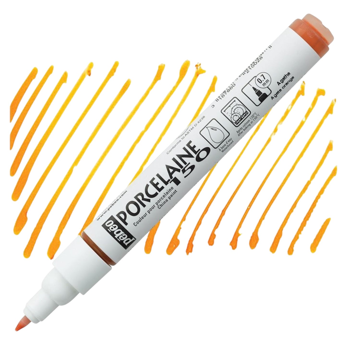 Pebeo Porcelaine 150 Paint Marker - Agate Orange, Feine Spitze