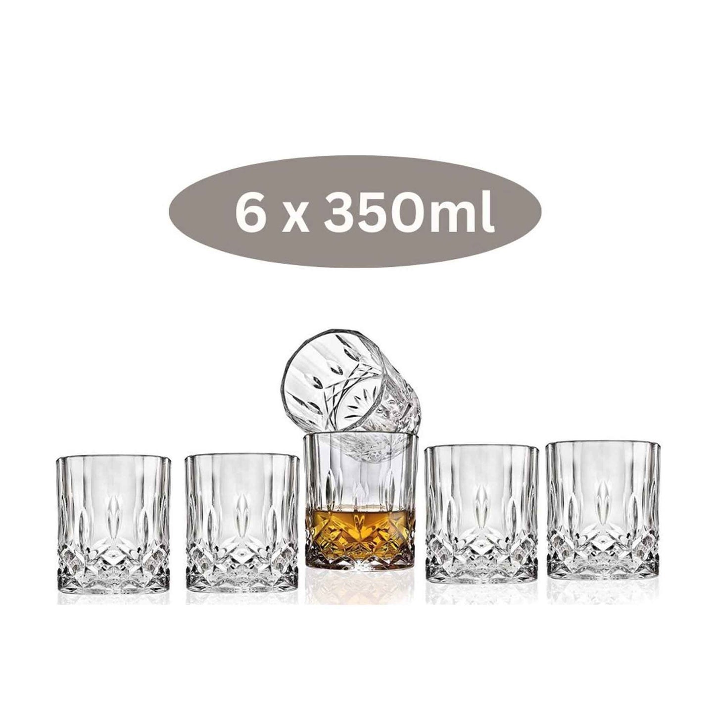 G19-6er Set Whiskygläser 350 ml – Kristall Design „Timeless Retro“ Cocktailgläser