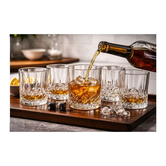G19-6er Set Whiskygläser 350 ml – Kristall Design „Timeless Retro“ Cocktailgläser