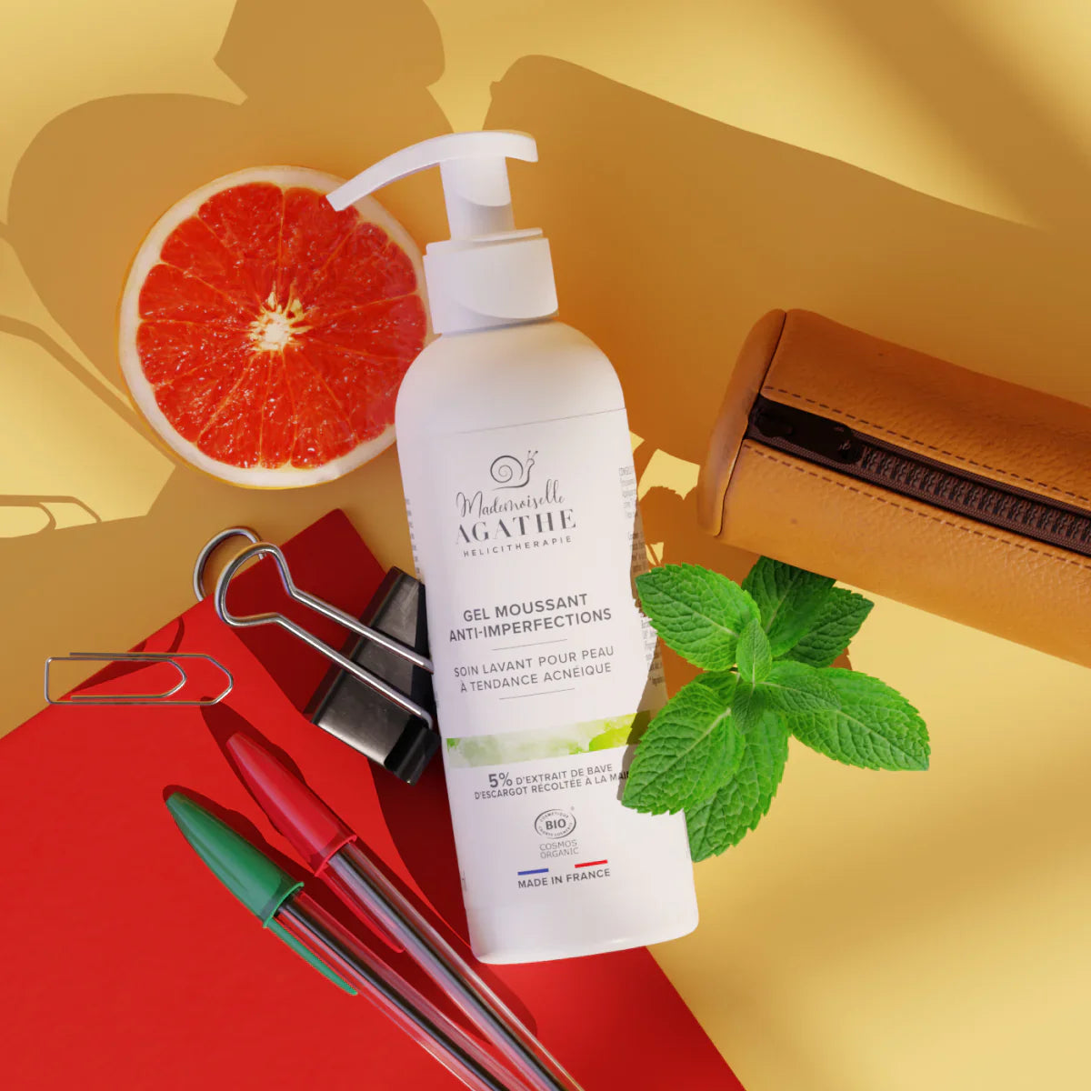 Gel moussant à la bave d'escargot bio - lavant & purifiant - Mademoiselle Agathe