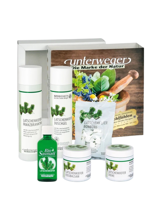Unterweger Latschenkiefer Geschenkbox – Naturkosmetik-Set mit ätherischem Latschenkieferöl zur belebenden Pflege & Erfrischung