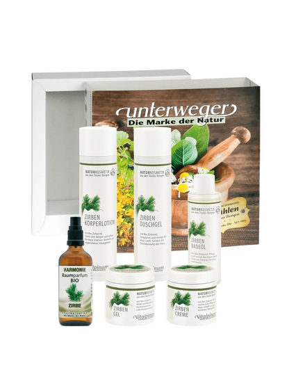 Unterweger Zirben Geschenkkistchen – Naturkosmetik-Set mit Bio-Zirbenöl zur Pflege & Entspannung im stilvollen Holzkistchen