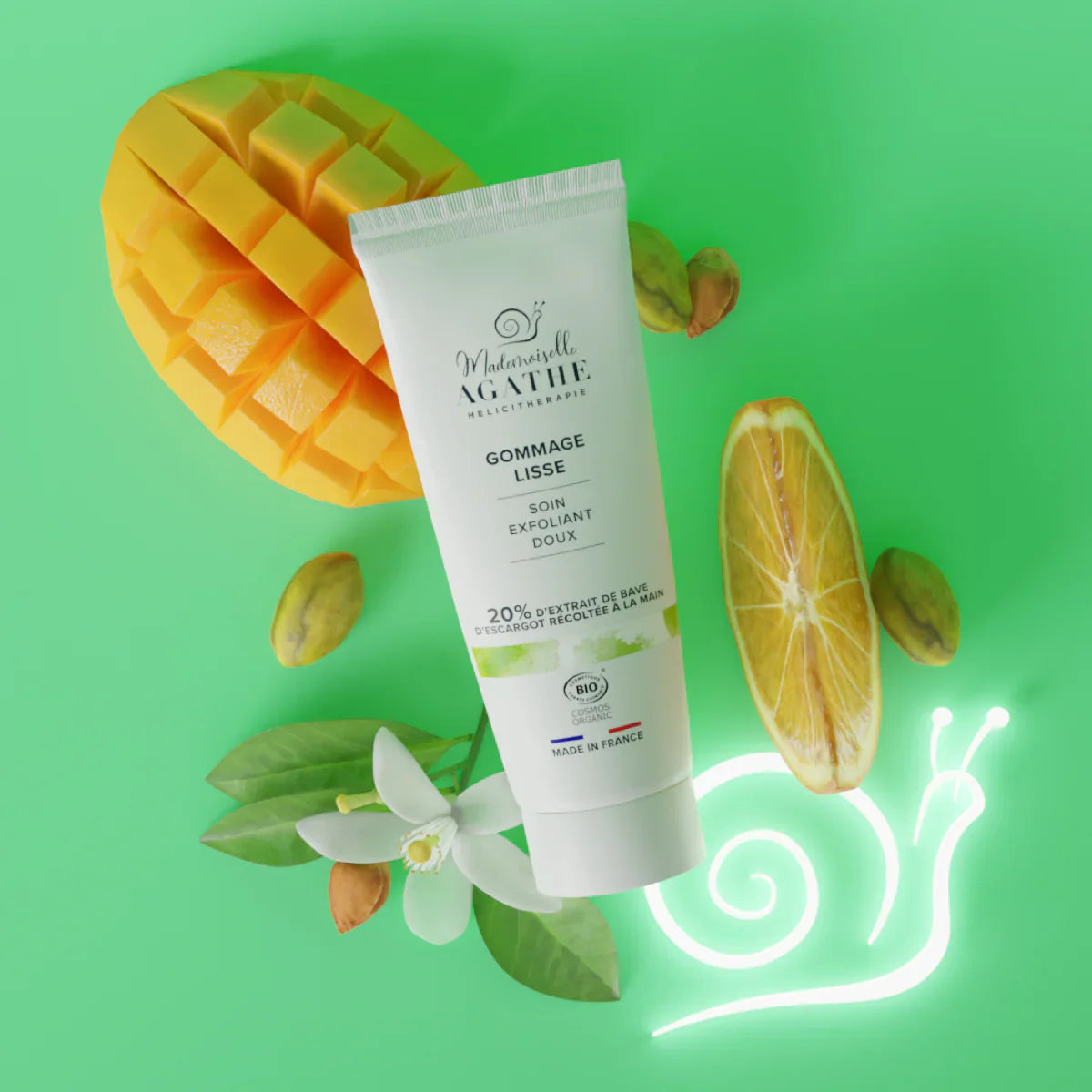Gommage lisse à la bave d'escargot certifié bio - soin exfoliant doux