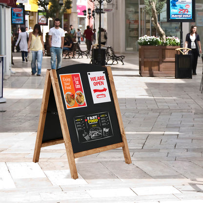 Outdoor Kreidetafel aus Holz 100×67 cm – Magnetisch, Slide-In, Dunkelbraun