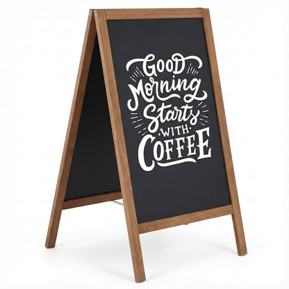 Holz Kundenstopper 95x54cm, Magnetisch, Dunkelbraun, Outdoor