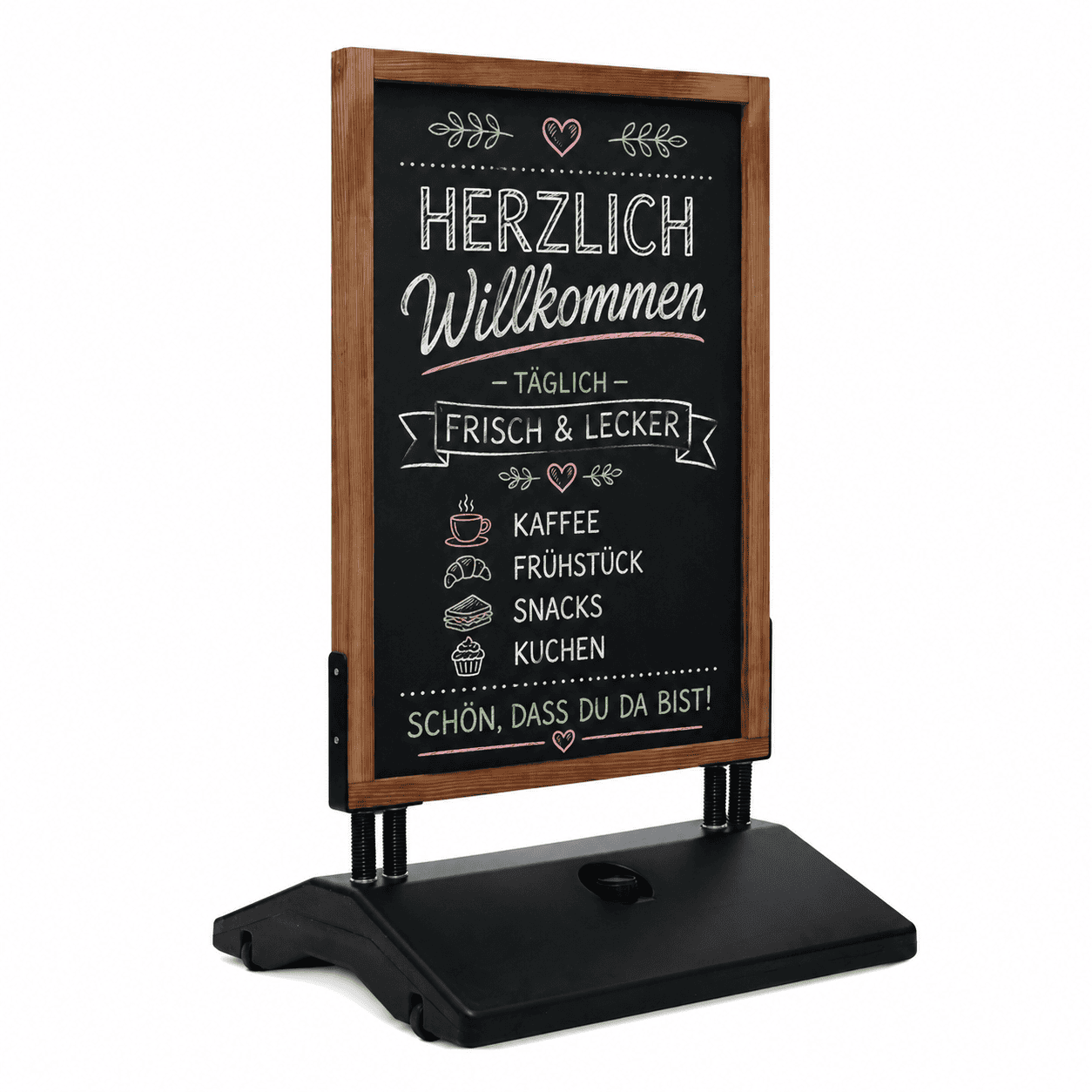 Holz Kundenstopper mit Wassertank, DIN A1, Magnetisch, Outdoor