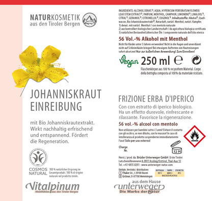Unterweger Johanniskraut Einreibung - Pflegende Naturkosmetik