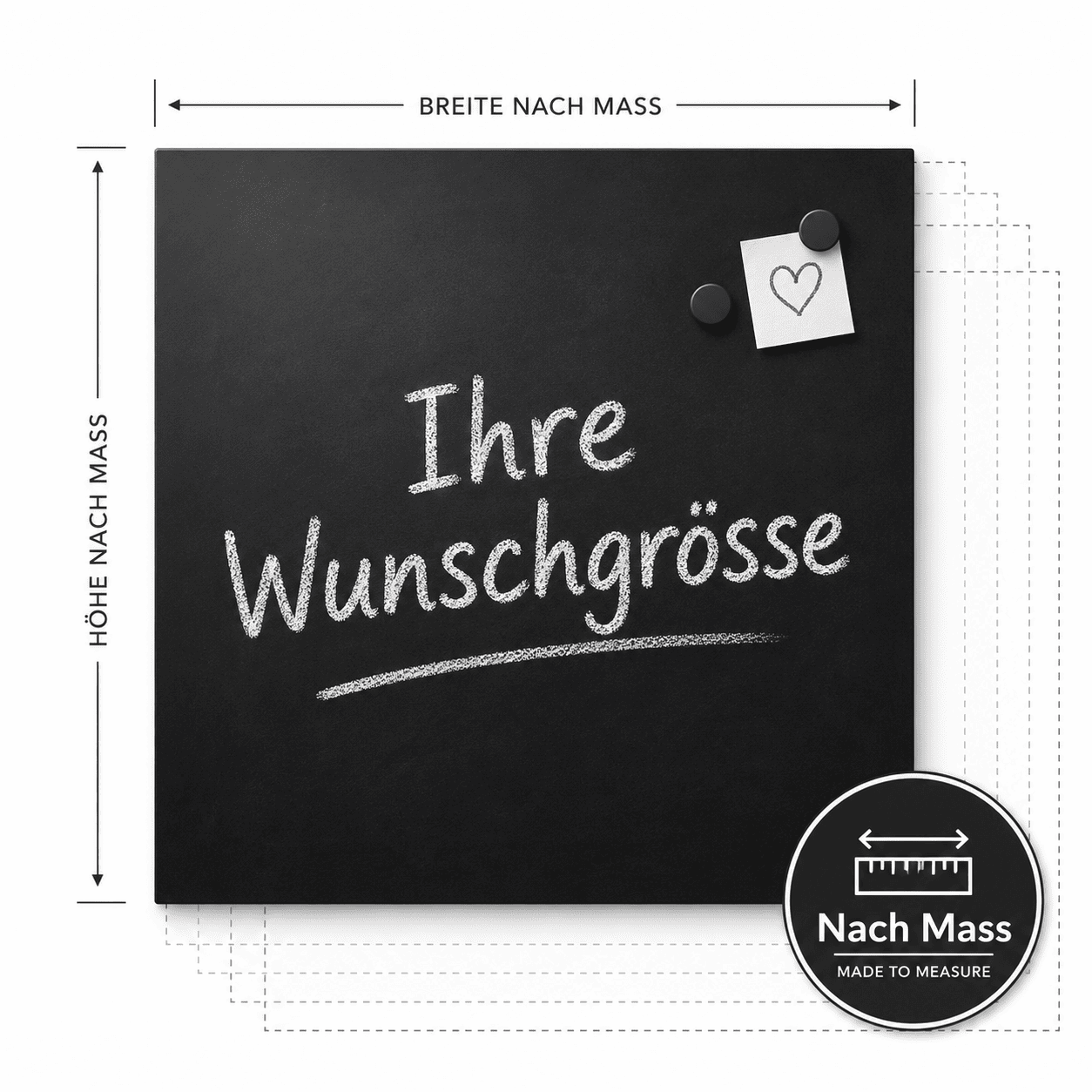 KalaMitica® Wandkreidetafel Magnetisch nach Mass, Ohne Rahmen