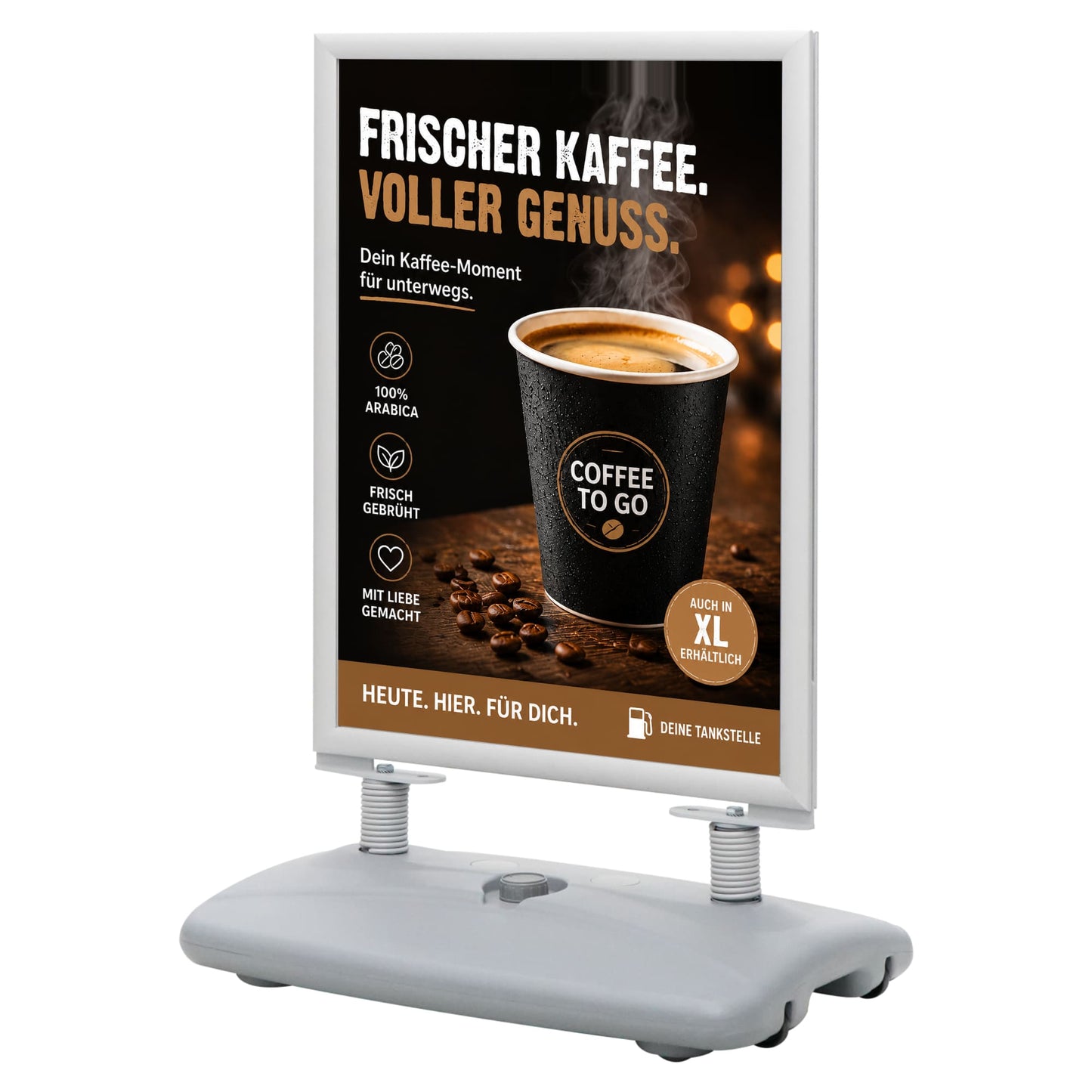 Kundenstopper Alu "Poster Swing" mit Wassertank, DIN A1, Silber, Outdoor