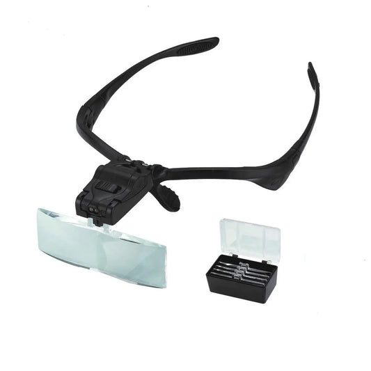 Occhiali con lente d'ingrandimento e luce LED