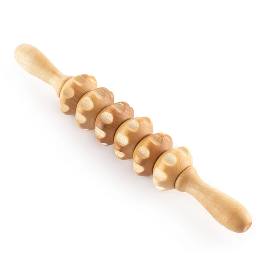 Gesichtsmassager mit Griffen und gezahnten Scheiben