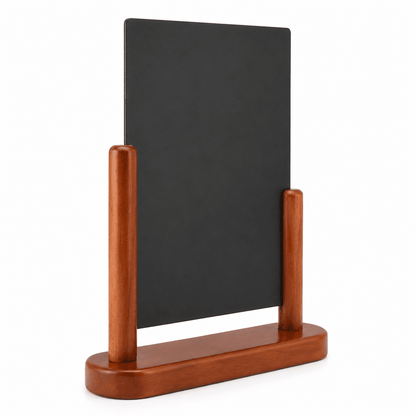 Securit® Tischkreidetafel, Holzsockel Mahagoni