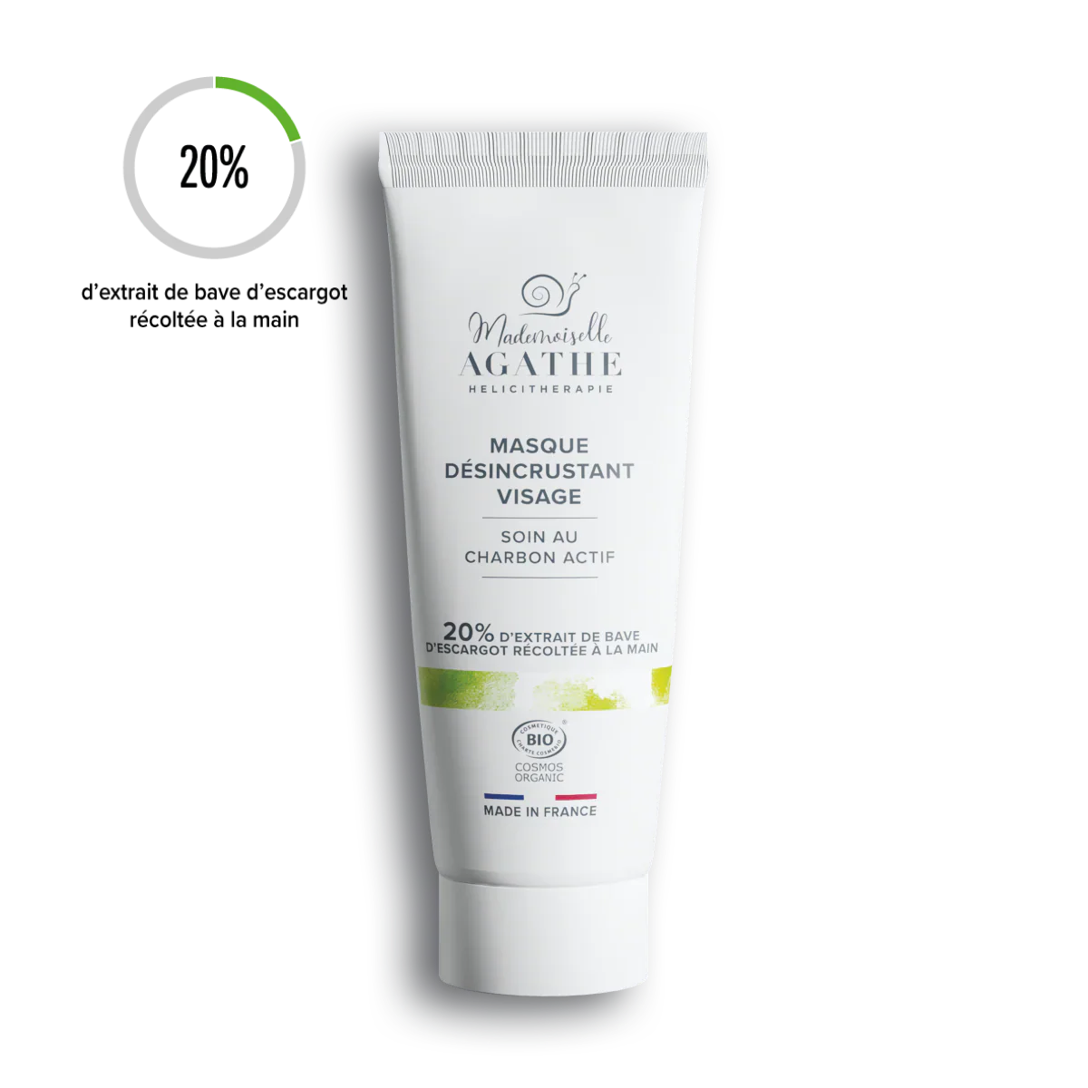 Masque au charbon actif à la bave d'escargot certifié bio - Mademoiselle Agathe
