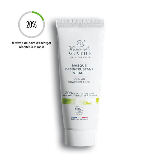 Masque au charbon actif à la bave d'escargot certifié bio - Mademoiselle Agathe