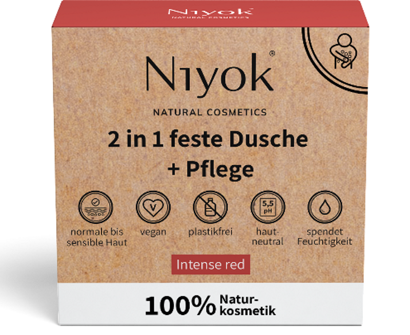 Niyok - 2 in 1 Solid Shower & Care Intense Red - Luxurious Vegan 🌿🚿