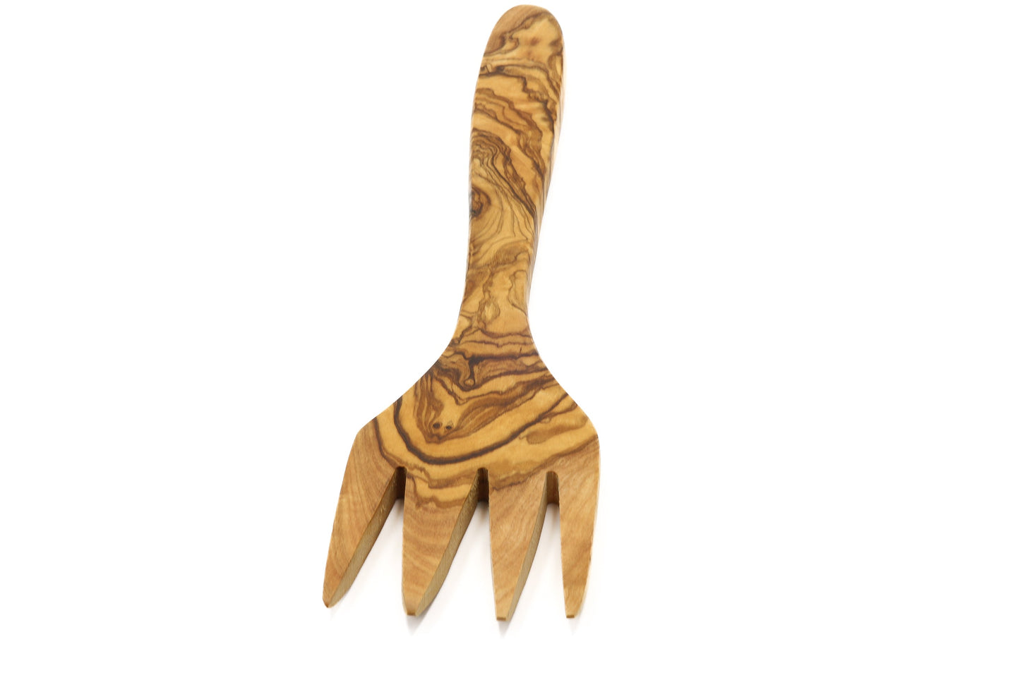 Olive wood wide flat fork, large serving fork, BBQ fork