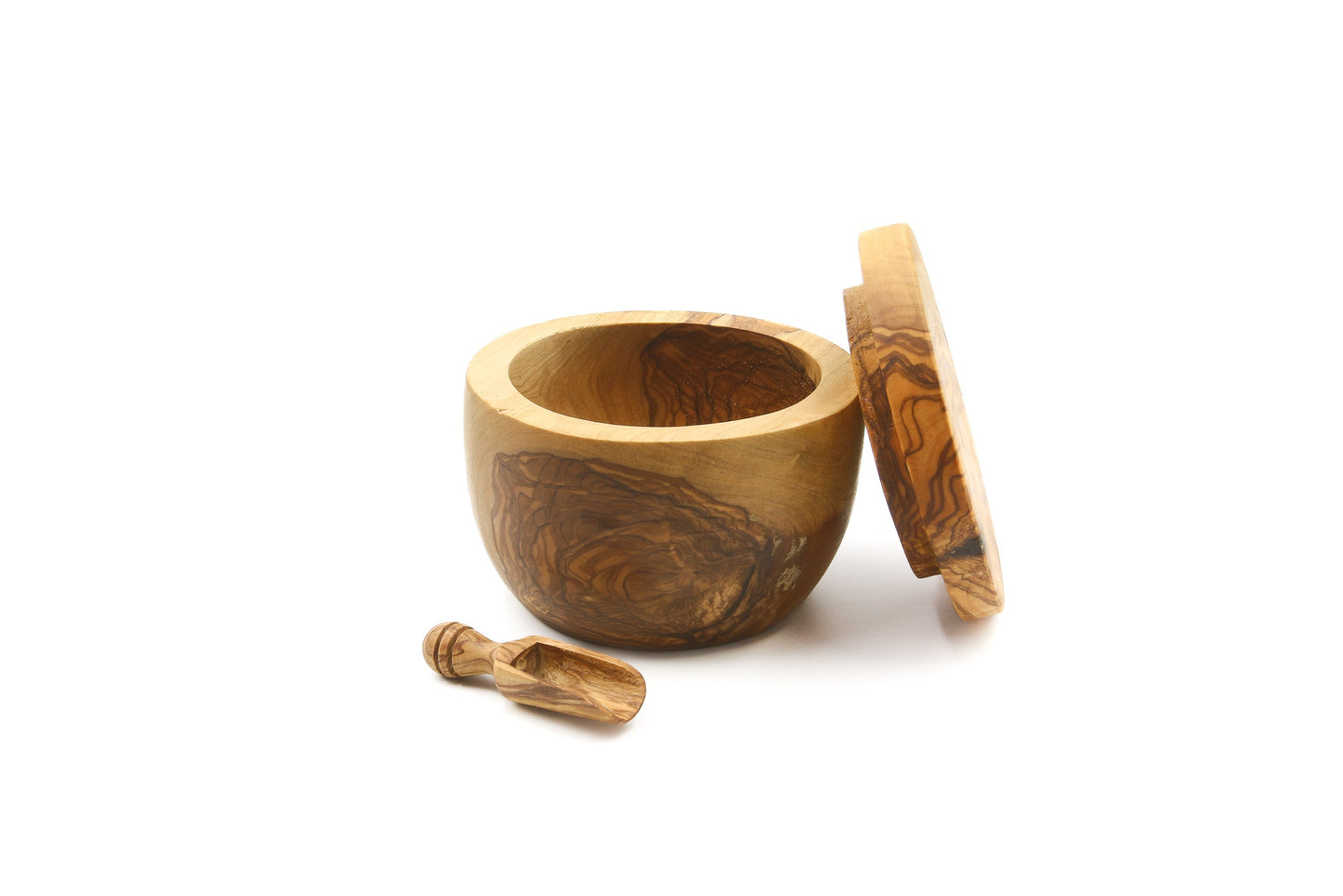 Olive wood salt and pepper keeper