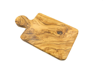 Olive wood cheese displaying tray