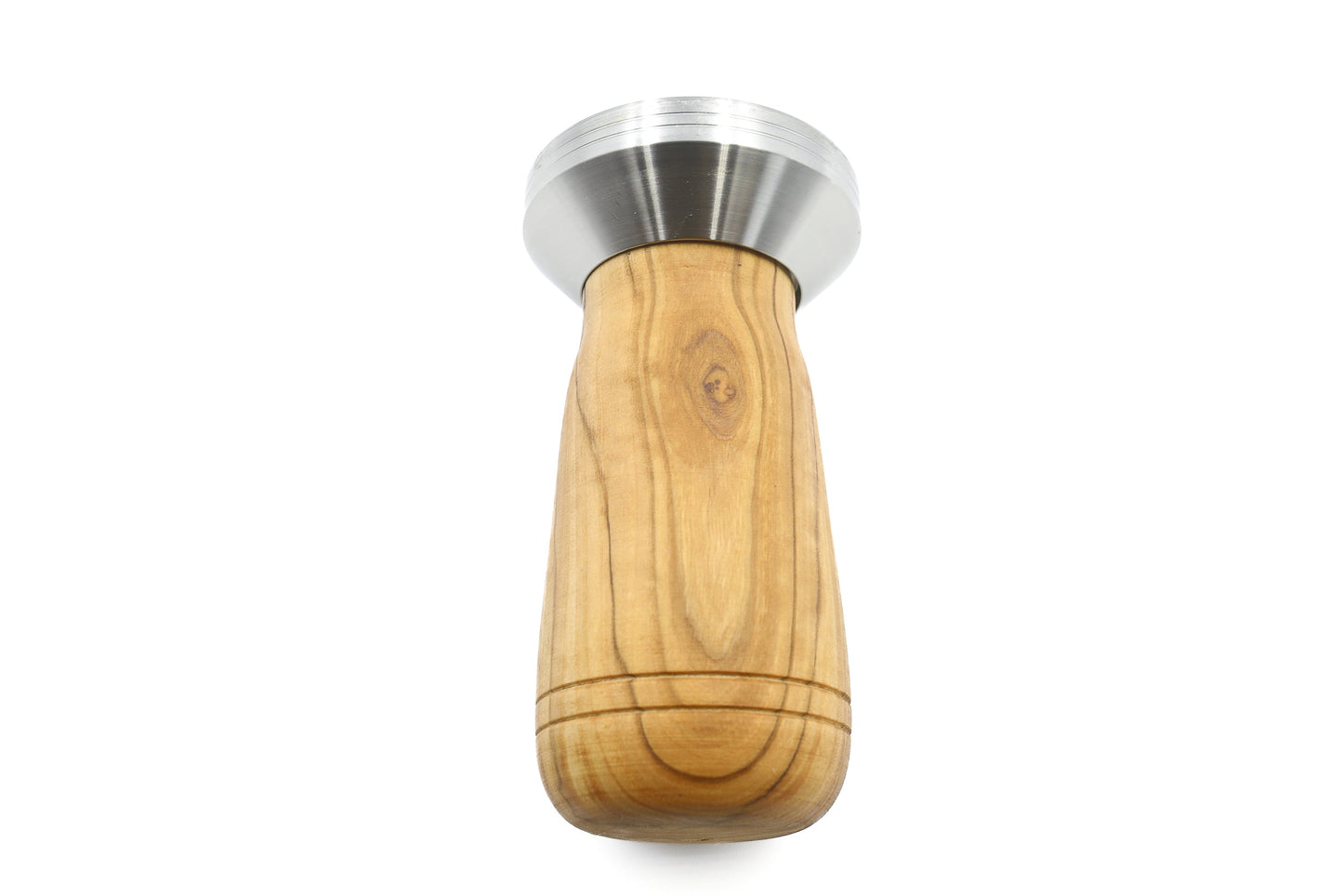 Olive wood and stainless steel coffee tamper with holder