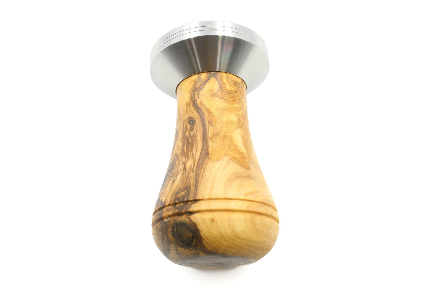 Olive wood and stainless steel coffee tamper with holder