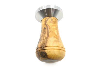 Olive wood and stainless steel coffee tamper with holder