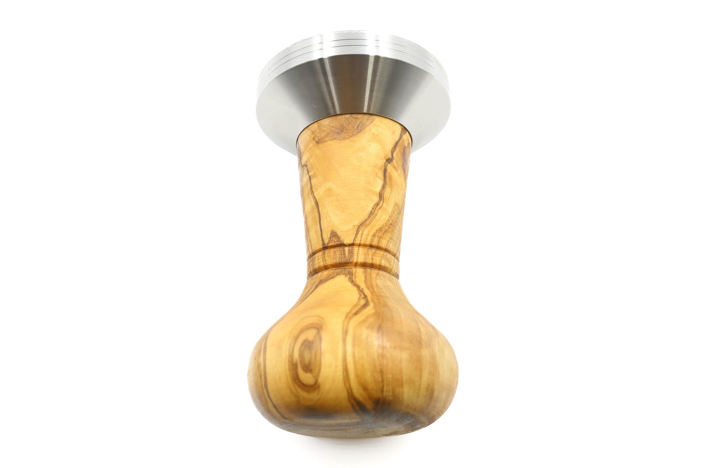 Olive wood and stainless steel coffee tamper with holder