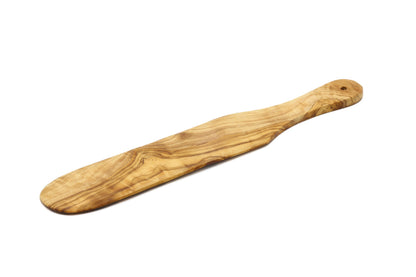 Olive wood crêpe/pancake flipper, long plain spatula