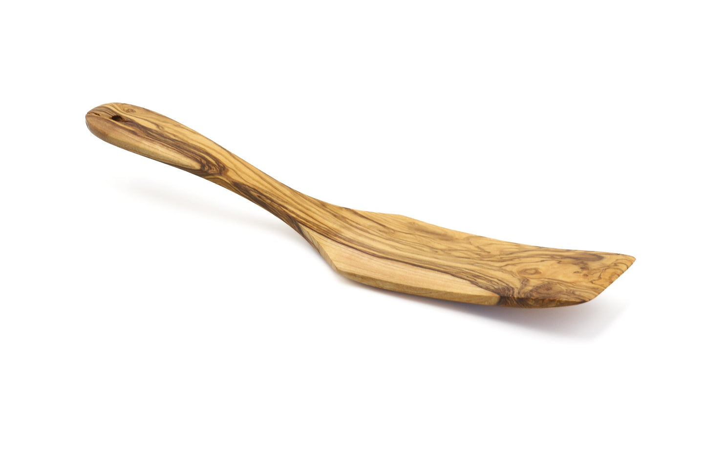 Long curved olive wood spatula, pan flipper