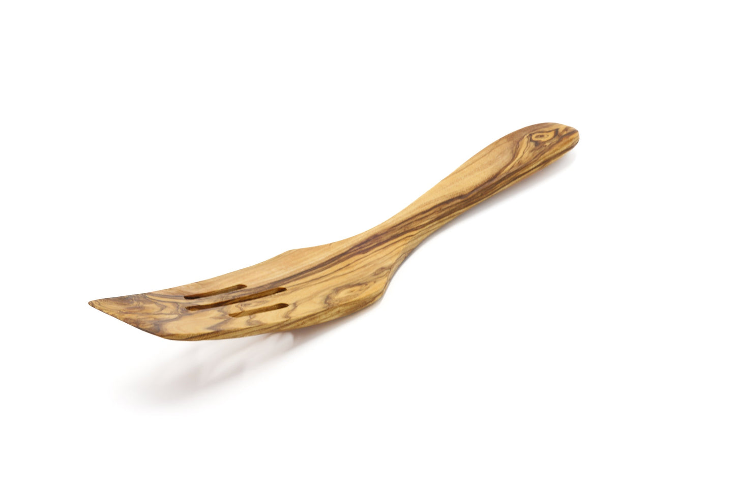 Long curved olive wood spatula, pan flipper