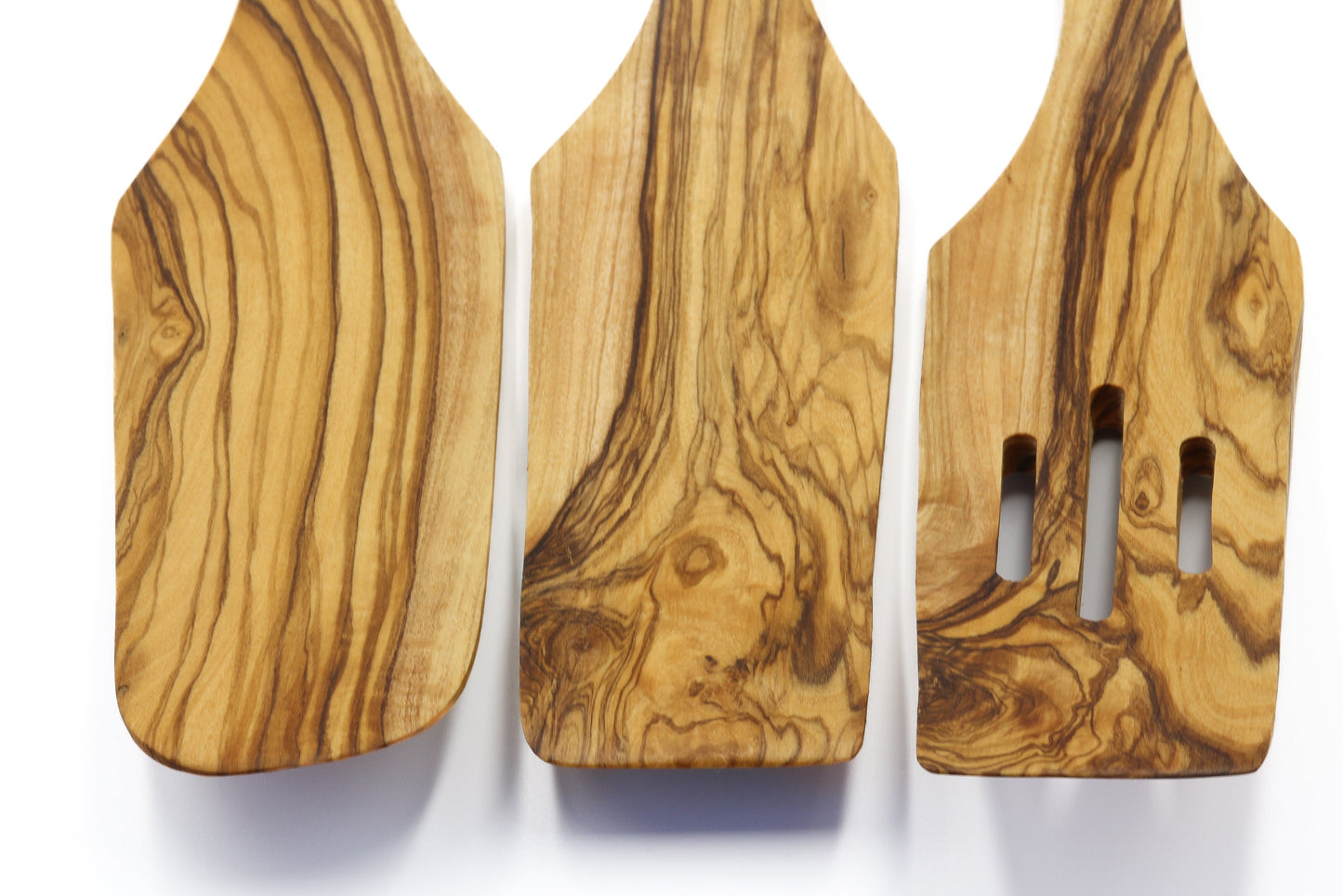 Long curved olive wood spatula, pan flipper