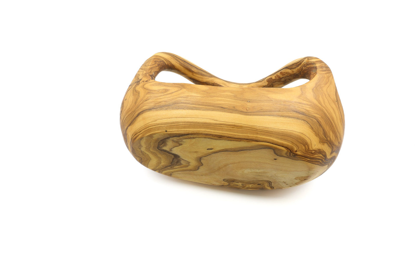 Olive wood fruit basket with handle