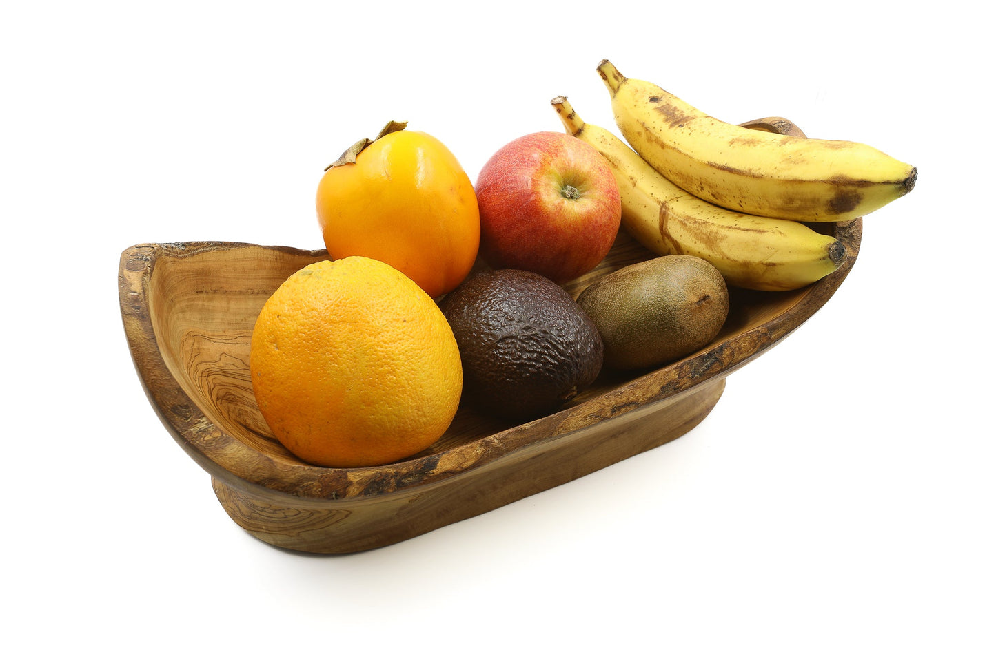 Olive wood fruit basket without handle