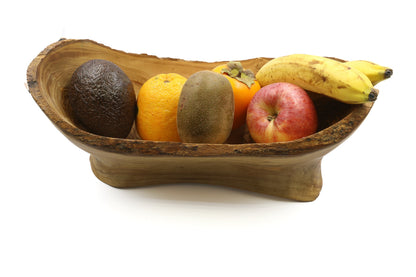 Olive wood fruit basket without handle