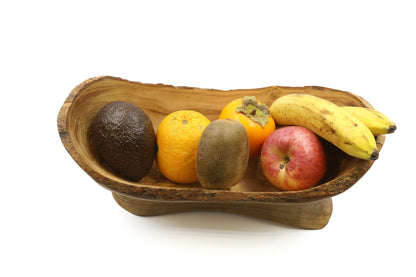 Olive wood fruit basket without handle
