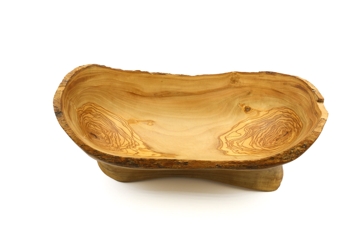 Olive wood fruit basket without handle