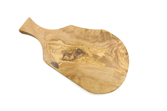 Irregular olive wood cutting board with handle, beef thigh shape