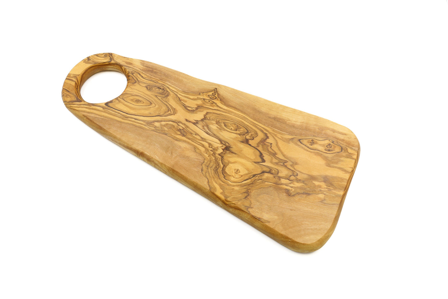 Oval olive wood serving board, fashionable form displaying board