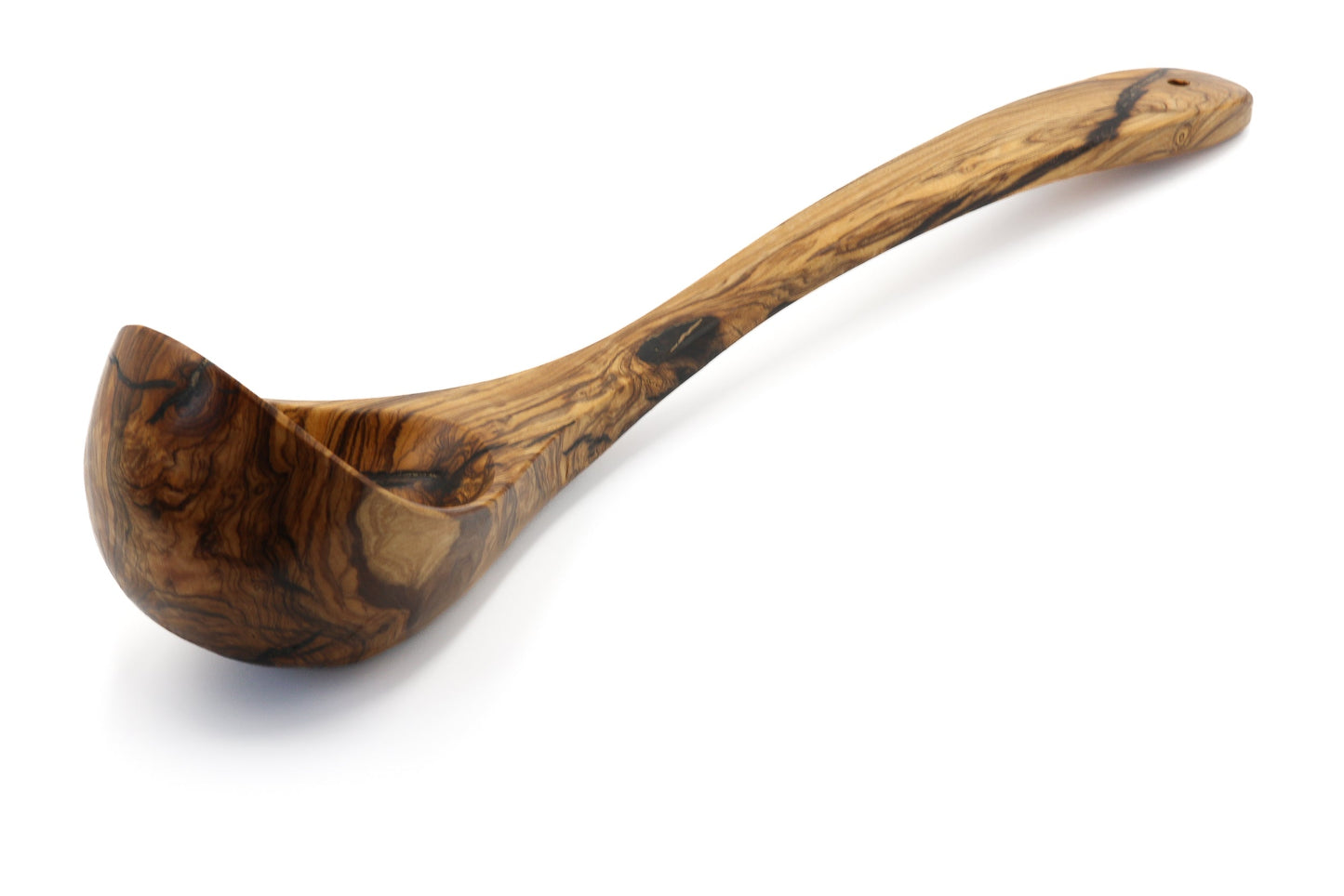 Olive wood ladle, soup spoon serving