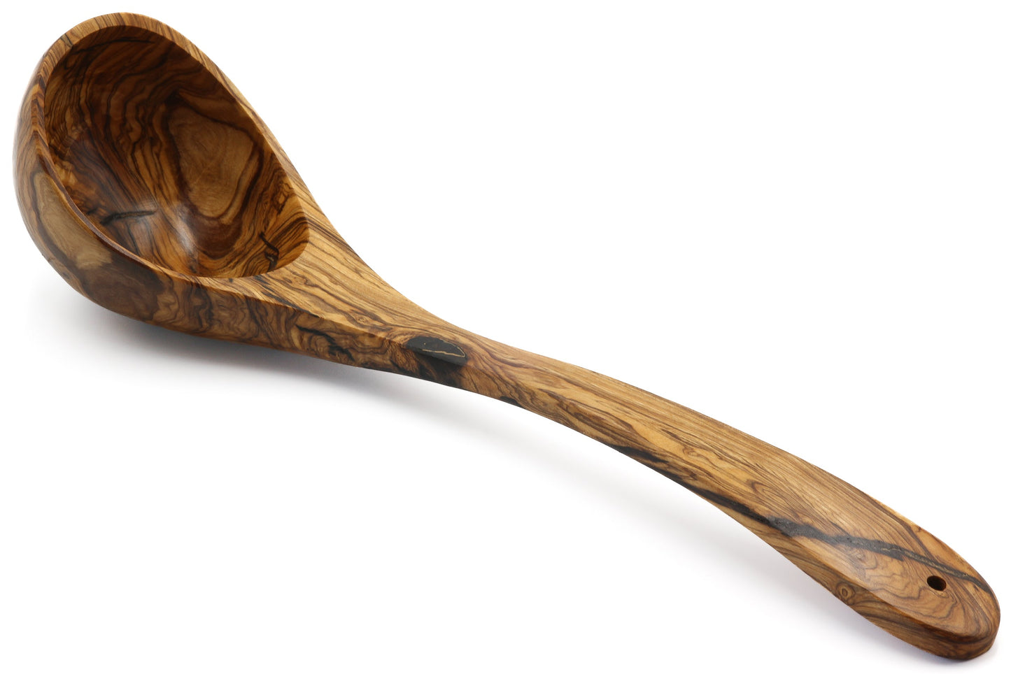 Olive wood ladle, soup spoon serving