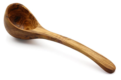 Olive wood ladle, soup spoon serving