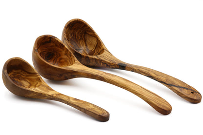 Olive wood ladle, soup spoon serving