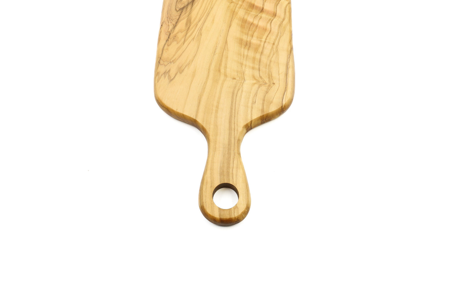 Olive wood chopping board, paddle form cutting board with handle