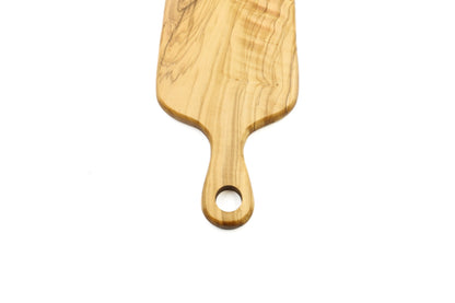 Olive wood chopping board, paddle form cutting board with handle