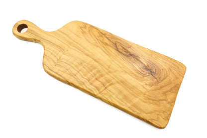 Olive wood chopping board, paddle form cutting board with handle