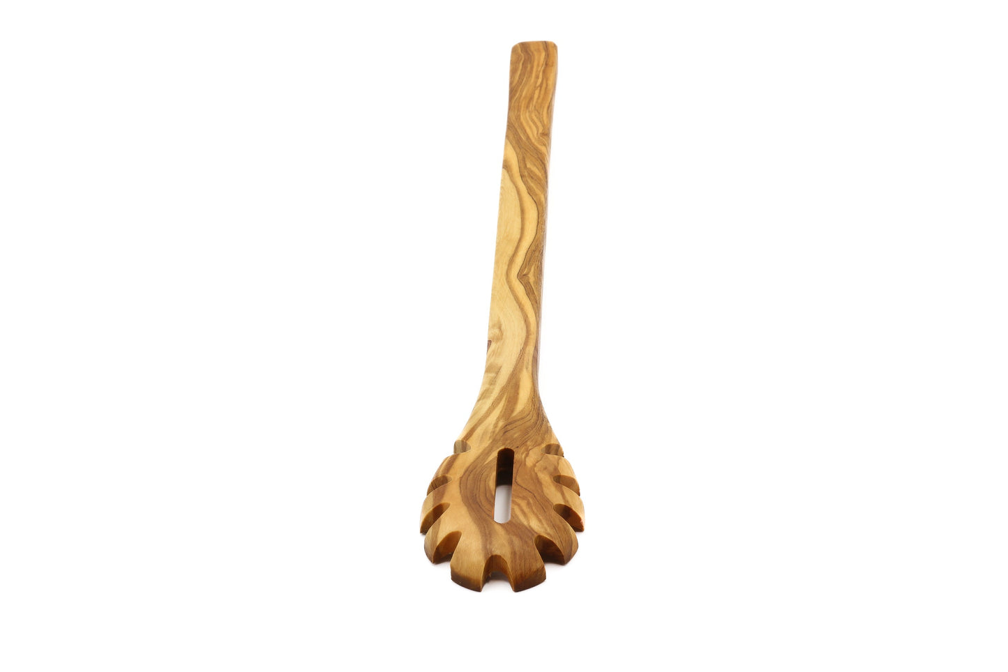 Olive wood pasta and noodle scoop, hook spaghetti spoon, pasta twirling fork