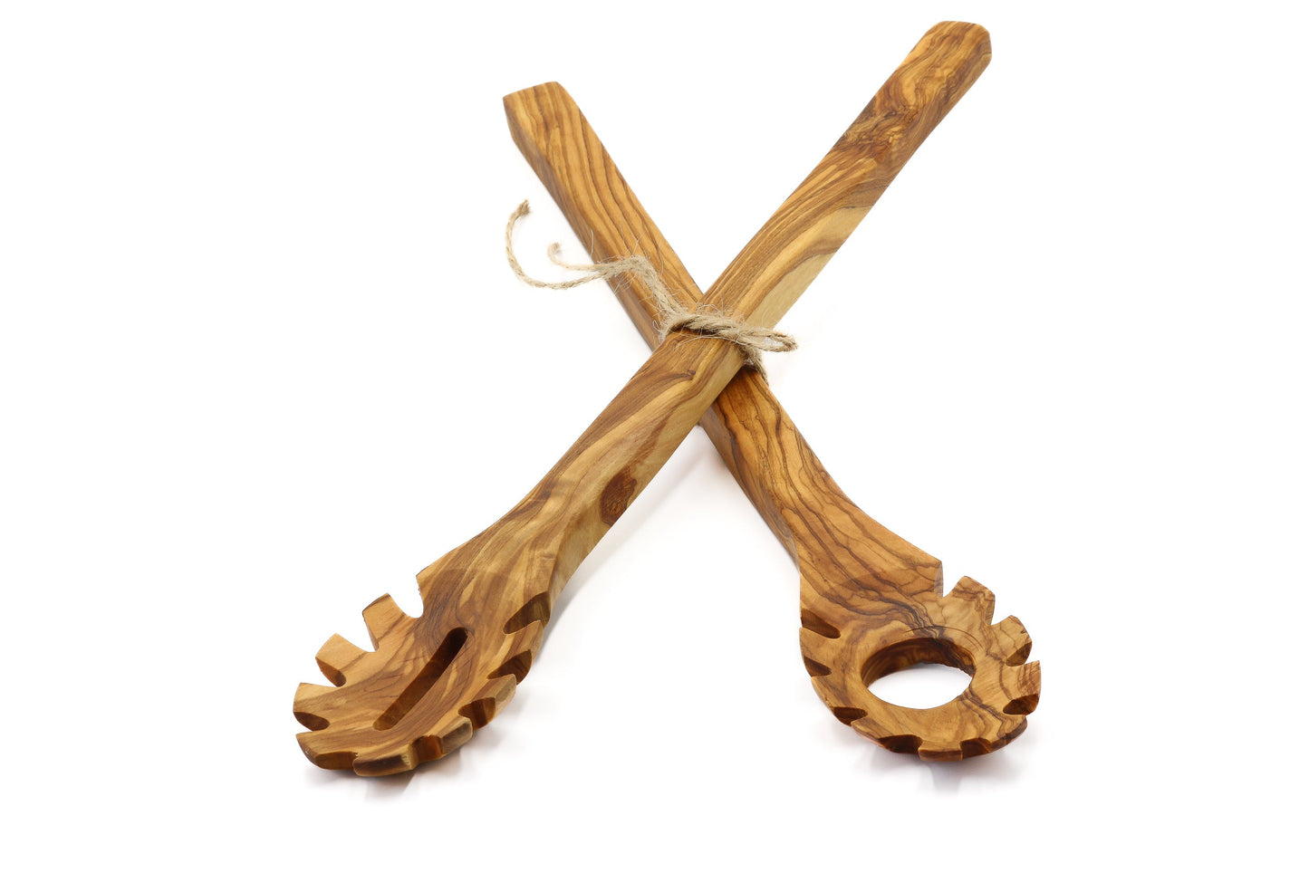Olive wood pasta and noodle scoop, hook spaghetti spoon, pasta twirling fork