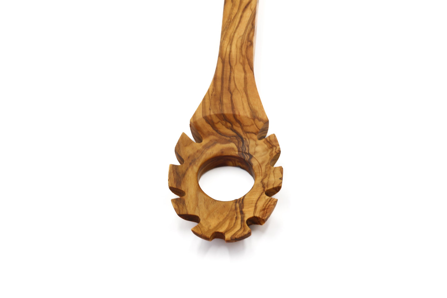 Olive wood pasta and noodle scoop, hook spaghetti spoon, pasta twirling fork